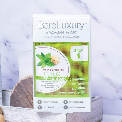 2 Pack Morgan Taylor BareLuxury 4-Step Pedicure Manicure Kit Detox Ginger Green