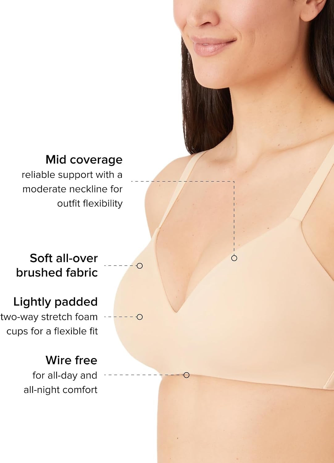 Wacoal womens How Perfect Wire Free T-Shirt Bra, SAND, 36DD