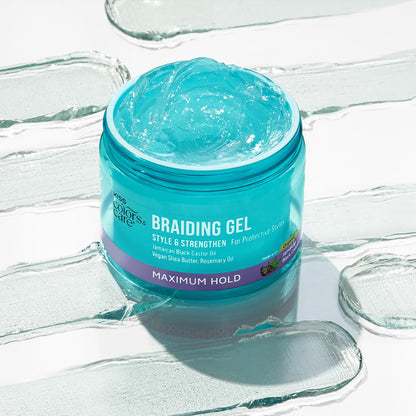 Kiss Colors & Care Braiding Hair Styling Gel, Level 7 Maximum Hold for Textured