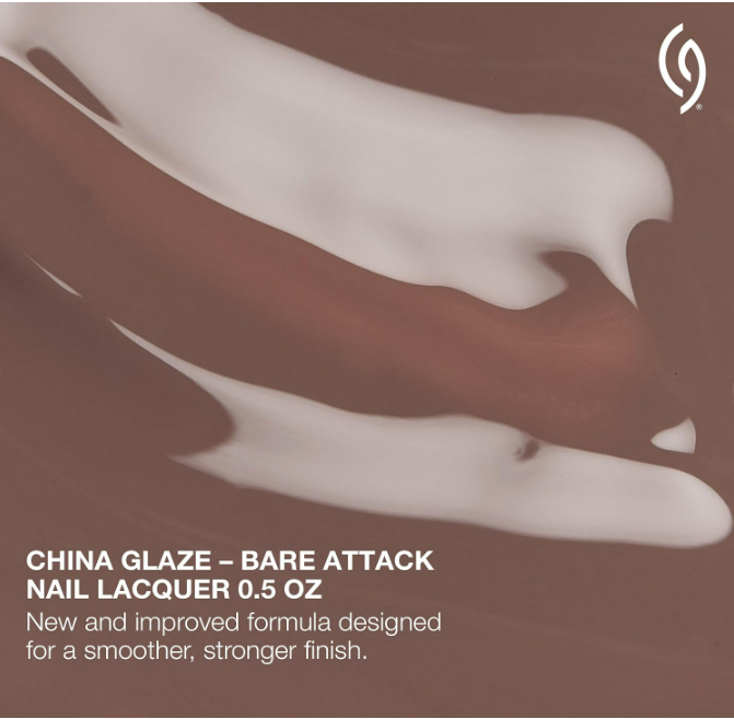China Glaze CG Nail Lacquer Bare Attack Dark Nude Nail Polish Quick Dry Chip Resistant Glossy Finish for Salon DIY Manicure 0 5 fl oz