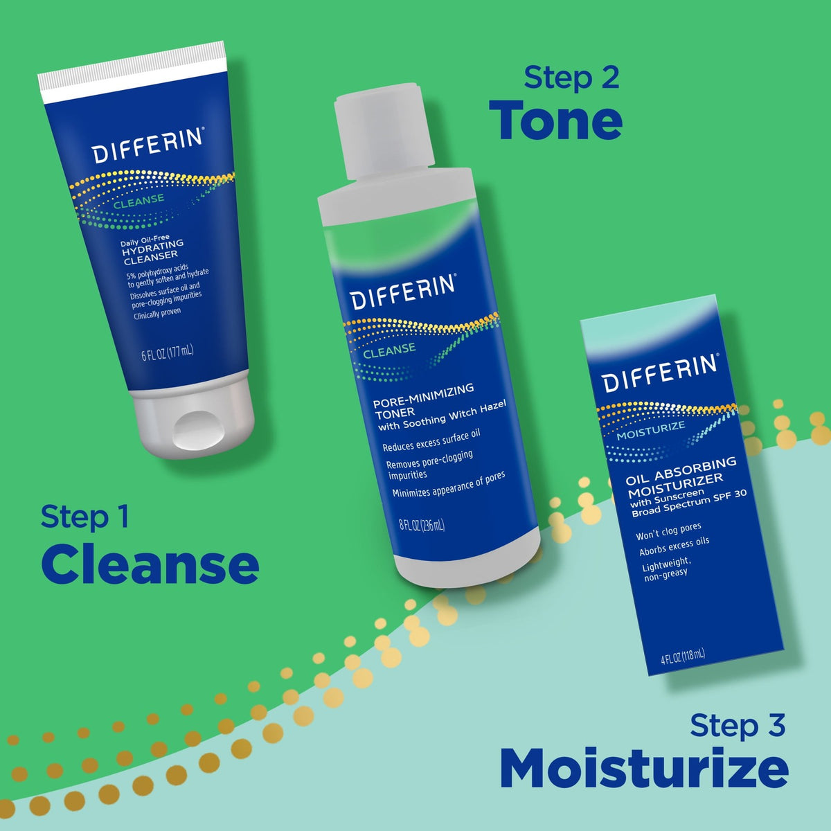 Differin Daily Oil Free Hydrating Cleanser Gentle Face Wash for Acne Prone Skin.