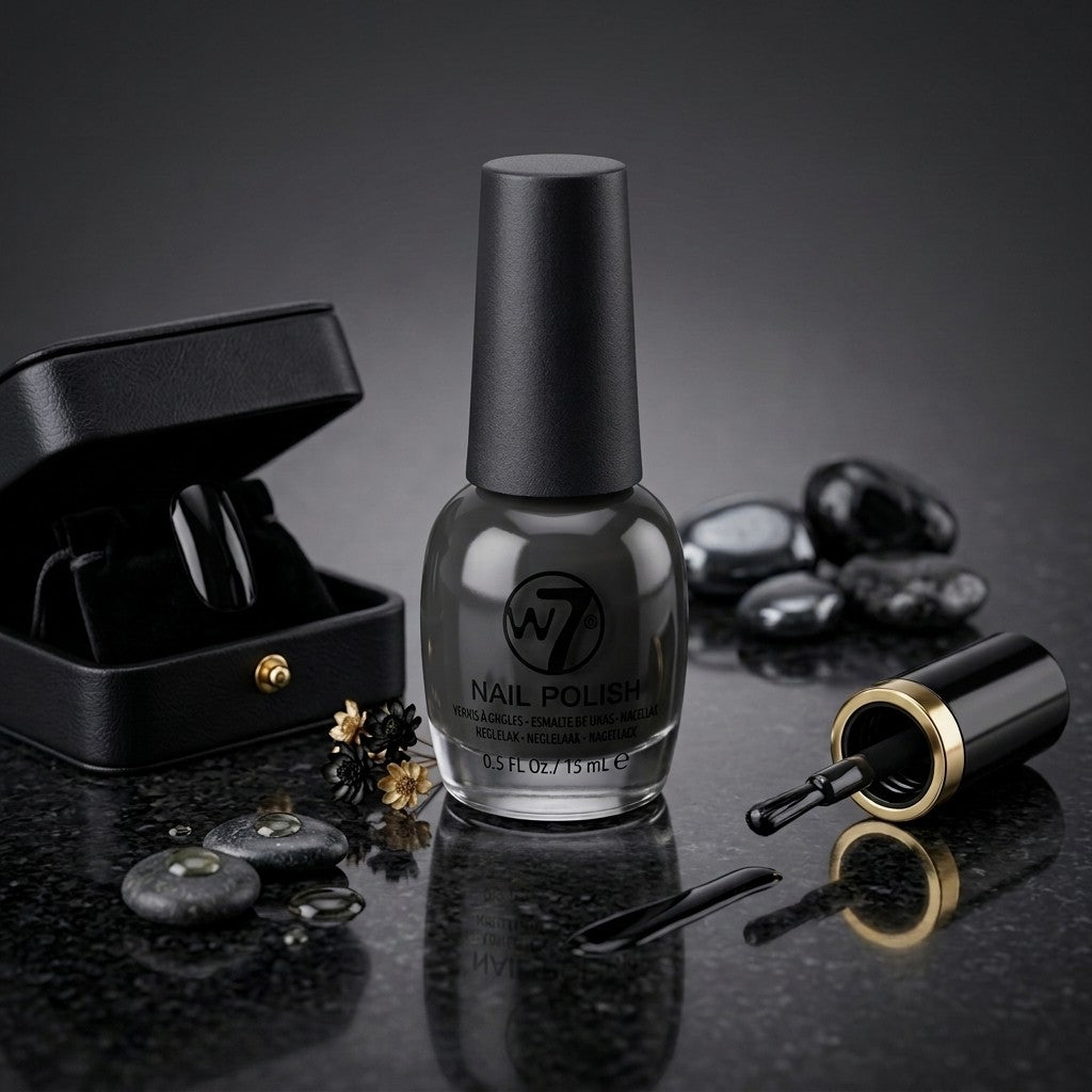 W7 Classic Nail Polish Black NP028 15ml 0.5oz High Gloss Long Lasting Manicure