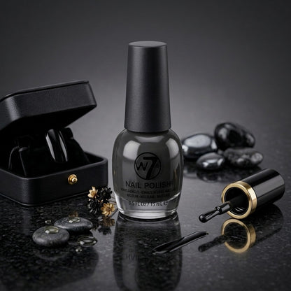 W7 Classic Nail Polish Black NP028 15ml 0.5oz High Gloss Long Lasting Manicure