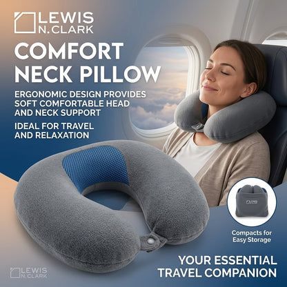 Lewis N. Clark Comfort Neck Travel Pillow, Gray, One Size