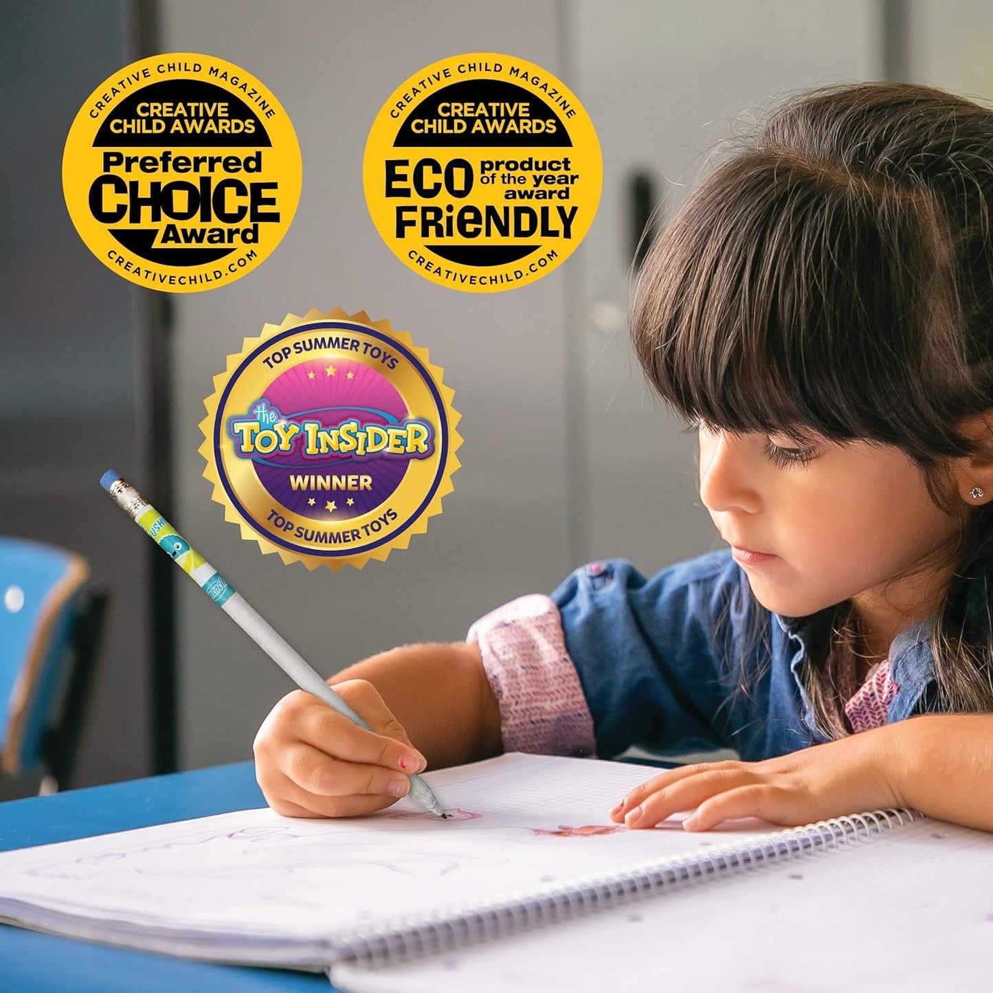 5 Pack Assorted Scented Smencils Graphite Pencils HB #2 Recycled Newspape