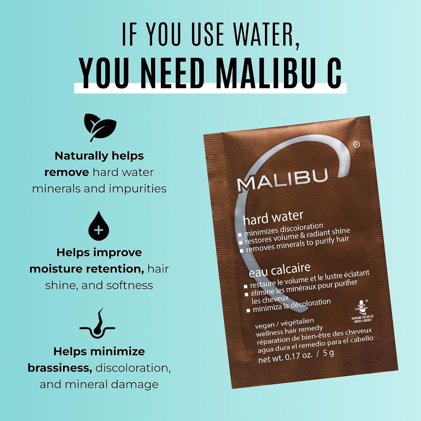 Malibu C Hard Water Wellness Hair Remedy - Mineral Removal Treatment - 4 Pack