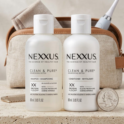 Nexxus Clean & Pure Shampoo and Conditioner Duo Set - 3 oz Travel Size Detox