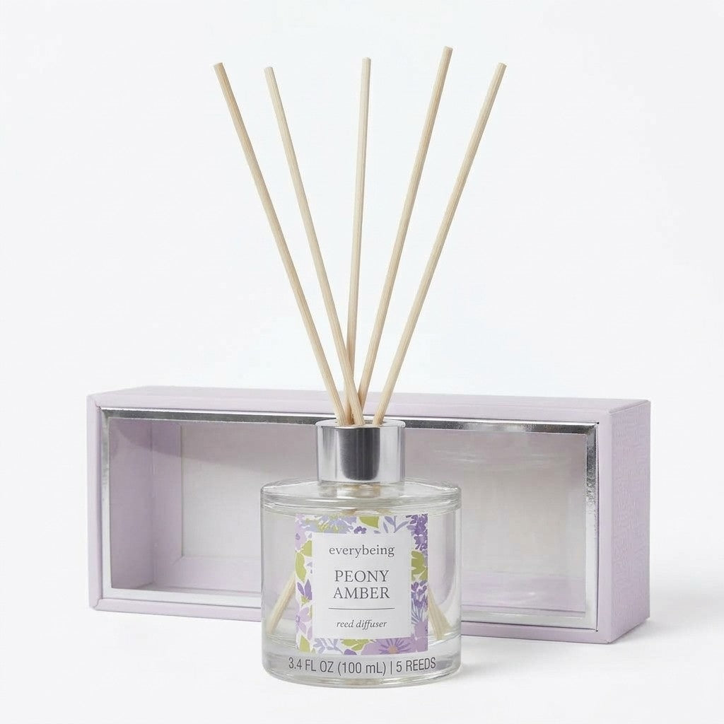 Everybeing Peony Amber Reed Diffuser Home Fragrance 3.4 fl oz 100ml 5 Reeds New