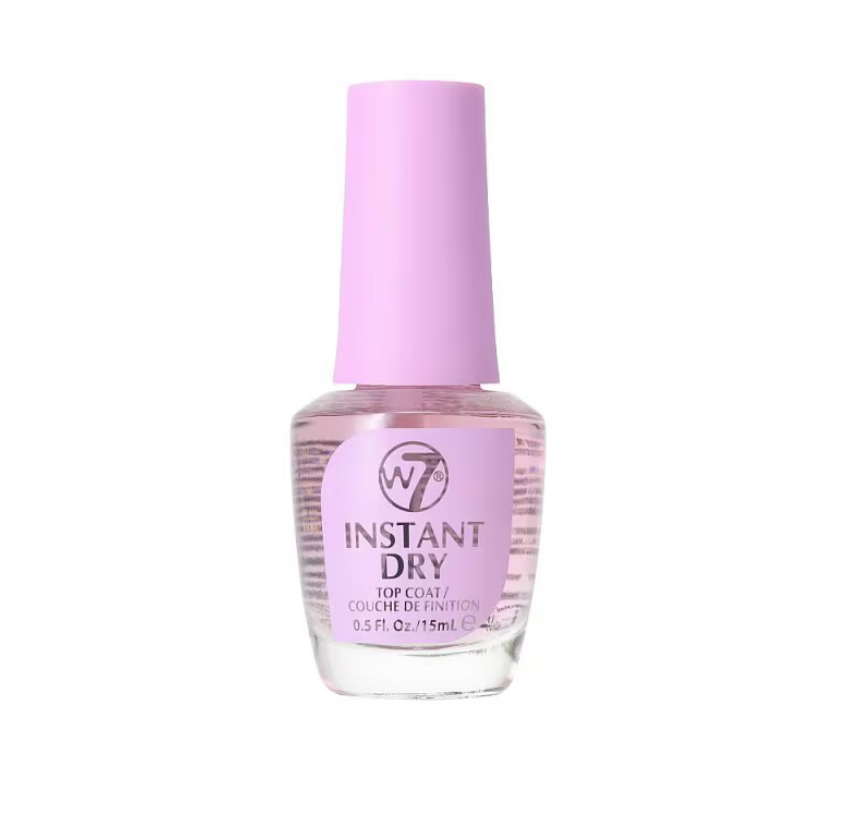 W7 Instant Dry Top Coat Nail Polish 15ml 0.5oz Fast Drying High Gloss Finish