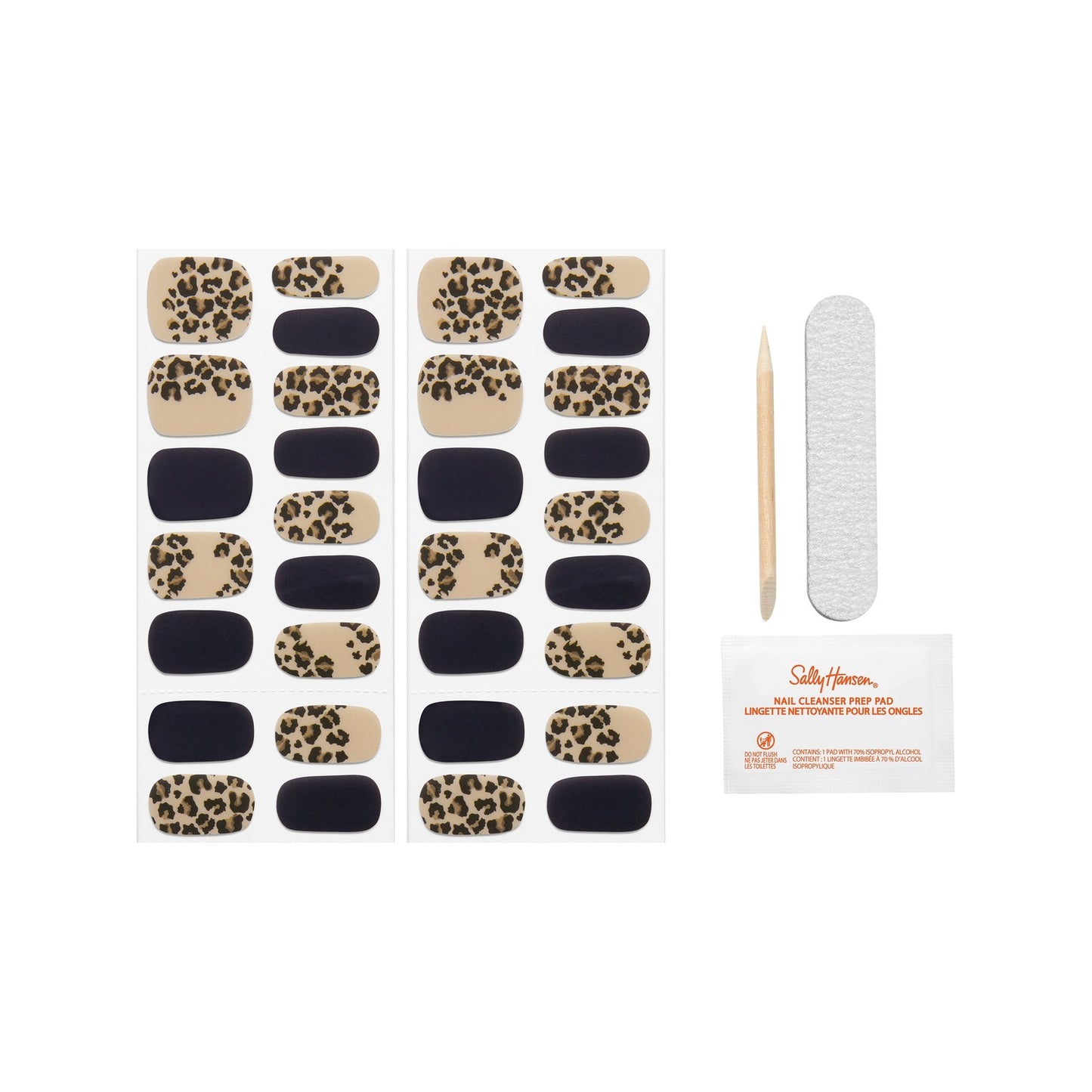 Sally Hansen Salon Effects Nail Strips | No UV Light Needed, No Dry Time, Long-Lasting, Non-Damaging | 32 Nail Strips, 1 Cuticle Stick, Nail File, Prep Pad | Phen-Animal