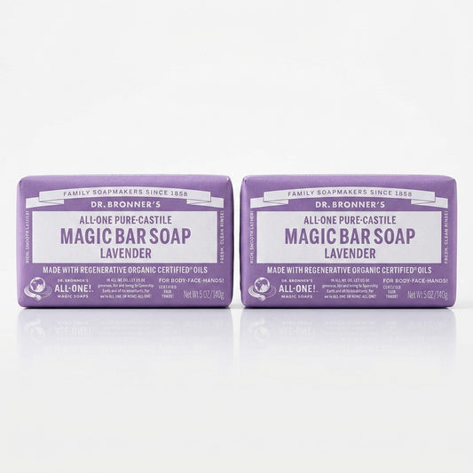 2 Pack Dr. Bronner's Magic Bar Soap Lavender Pure-Castile 5oz Organic Vegan