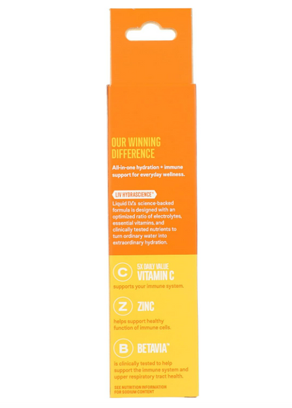 Liquid I.V. Hydration Multiplier Immune Support Tangerine 3 Pack (9 Sticks Total)