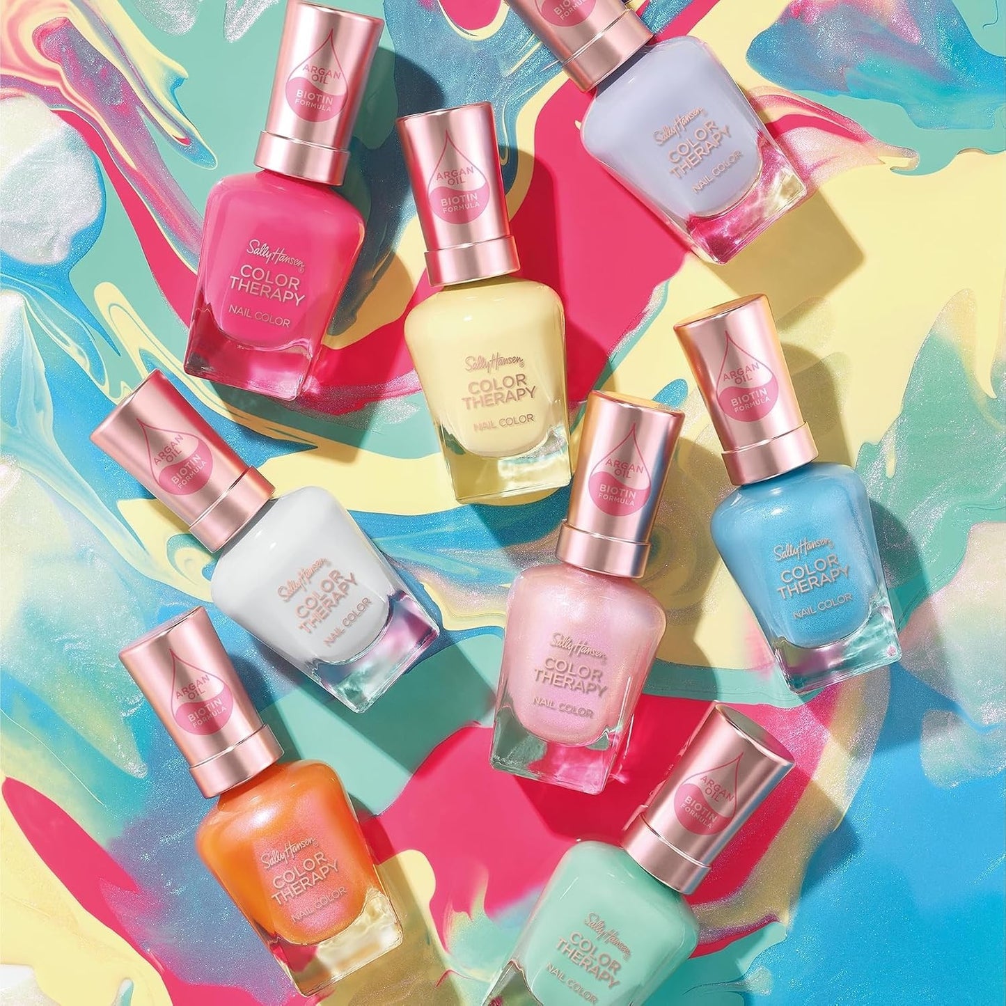 Sally Hansen Color Therapy Nail Polish | Biotin, Argan Oil, 290 Tangerine Dream