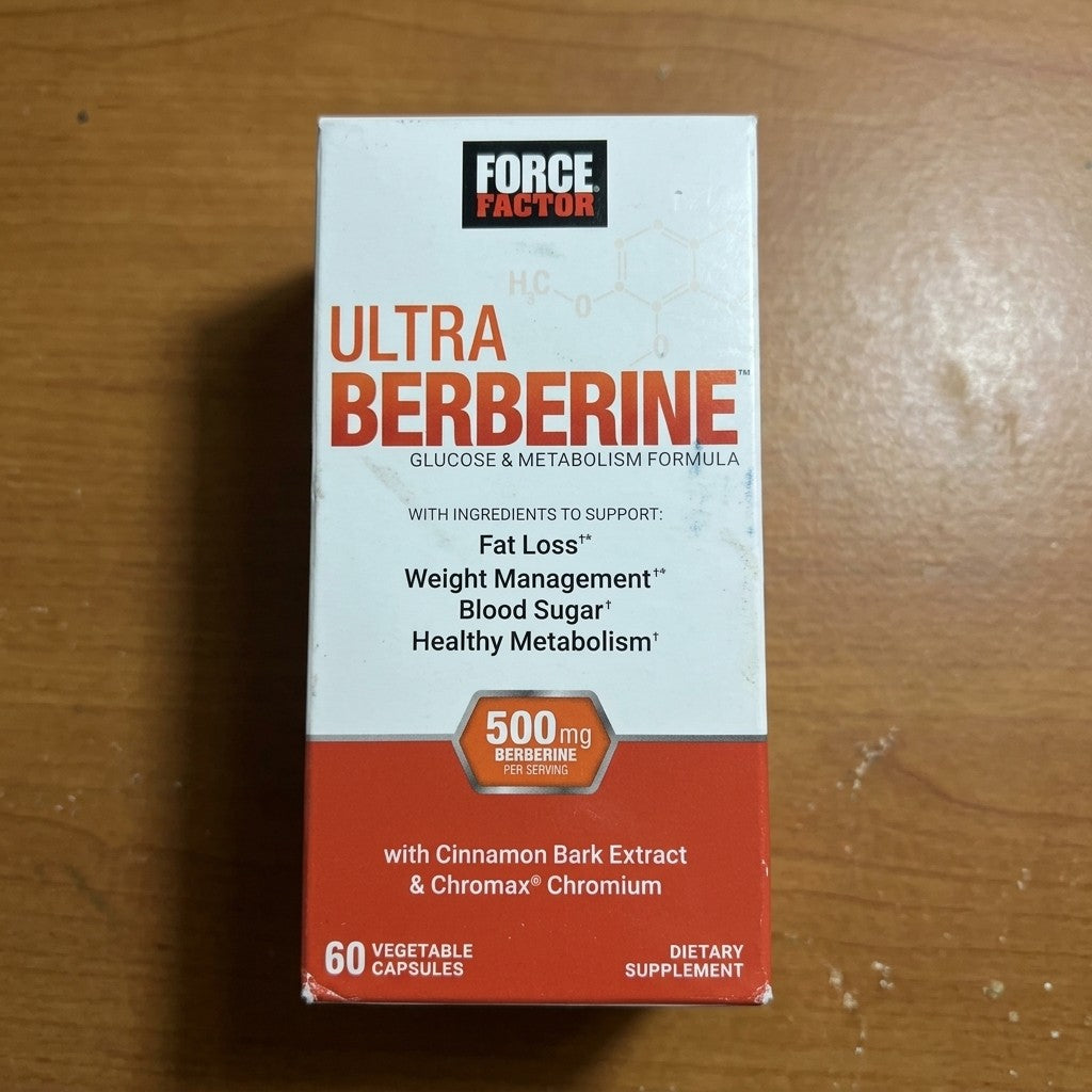 Force Factor Ultra Berberine, 500mg Berberine HCL, Cinnamon & Chromium for Metabolism Support, Weight-Loss & Healthy Glucose Levels, 60 Capsules