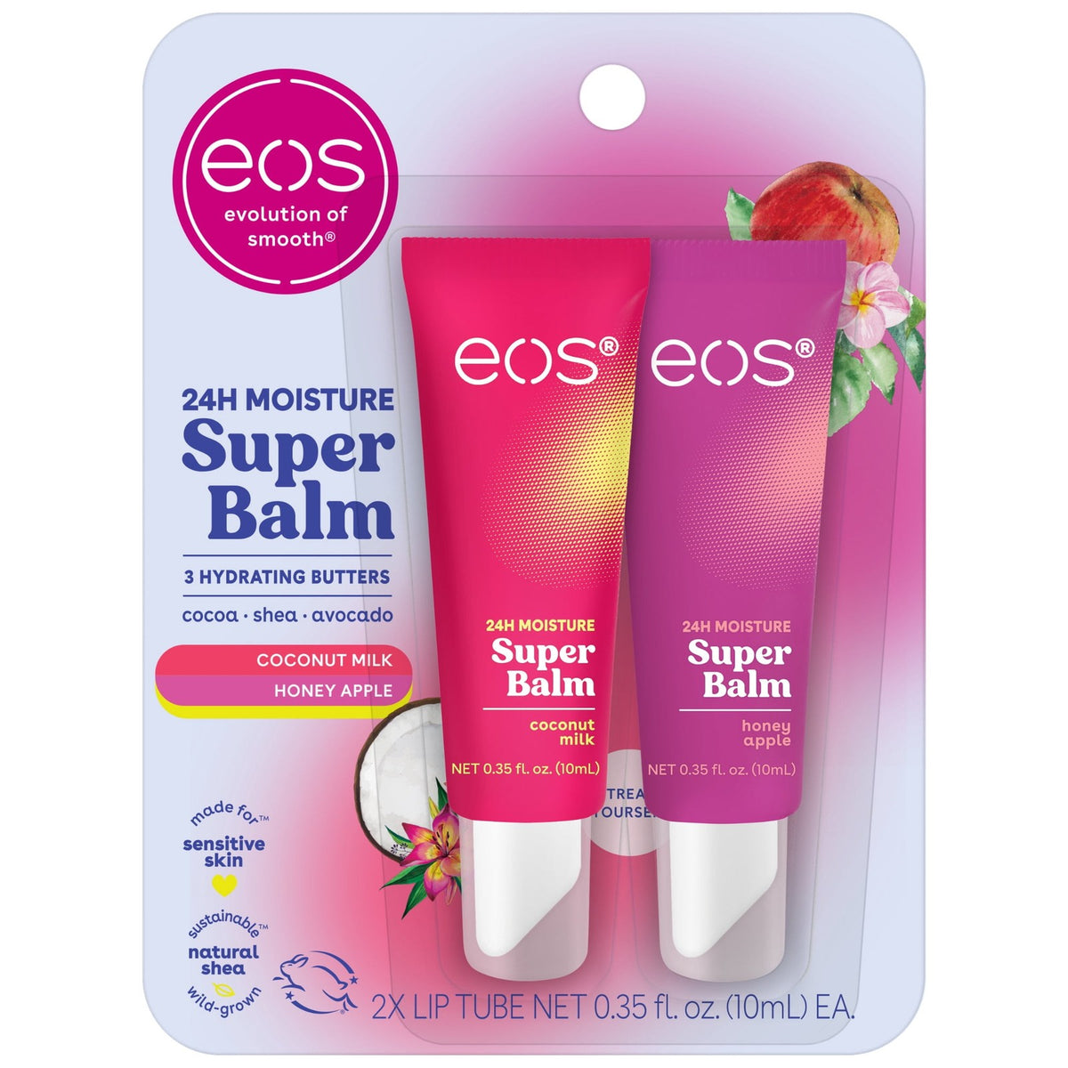 Eos 24H Moisture Super Balm- Coconut Milk & Honey Apple, Lip Sleeping Mask, 0.35 oz