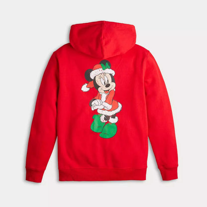 Disney's Minnie Mouse Santa's Favorite Juniors' Full-Zip Graphic Hoodie, Red, XL