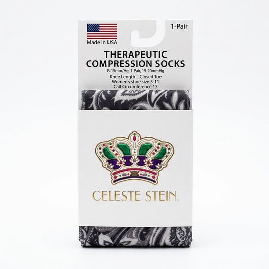 Celeste Stein Women's Mild Compression Knee High Stockings 8-15 mmHg Black Calipso