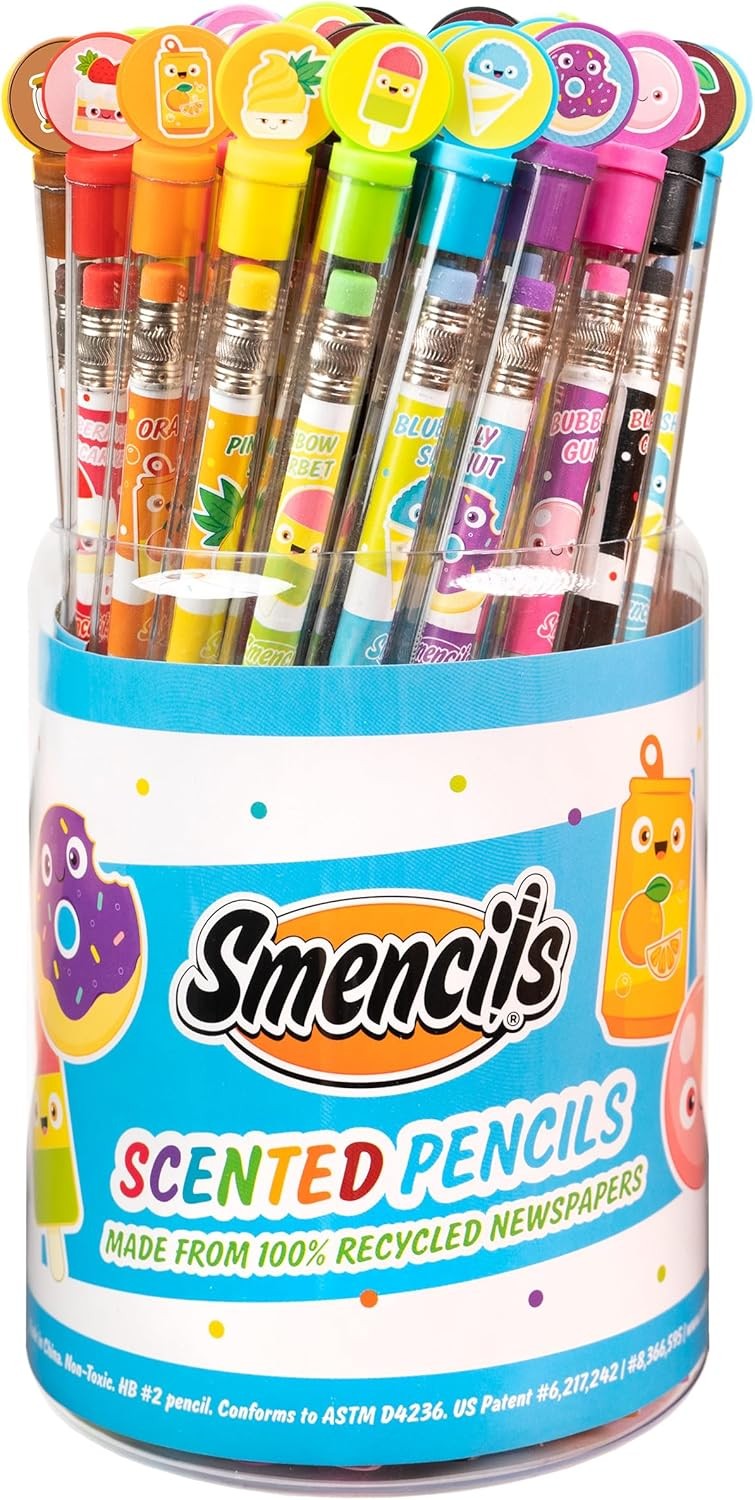 5 Pack Assorted Scented Smencils Graphite Pencils HB #2 Recycled Newspape