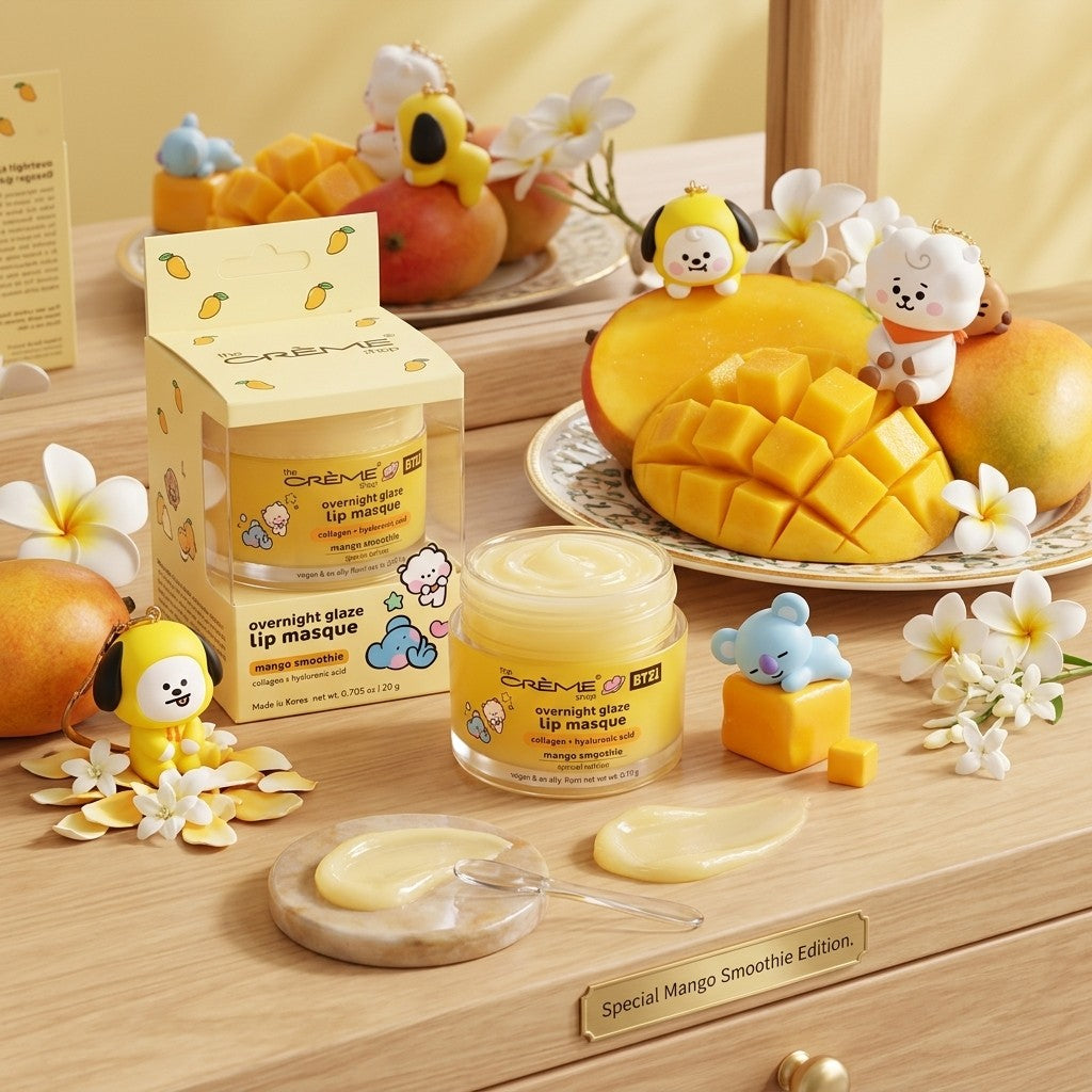 The Crème Shop BT21 Mango Smoothie Overnight Glaze Lip Mask Collagen HA 0.705oz