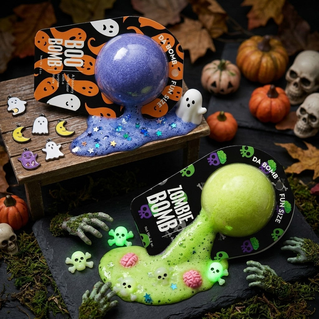 Da Bomb 2 Pack Halloween Bath Fizzers Boo Bomb Zombie Bomb 3.5oz Surprise Inside