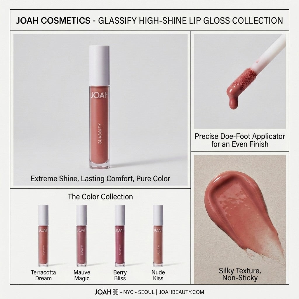 JOAH Glassify High Shine Lip Gloss Pixie Dust GL013 Shimmer Vegan Non-Sticky