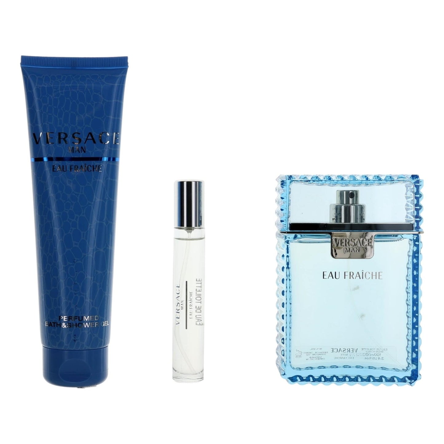 Versace Man Eau Fraiche Men 3 Pc Gift Set, 3.4 oz Eau De Toilette Spray