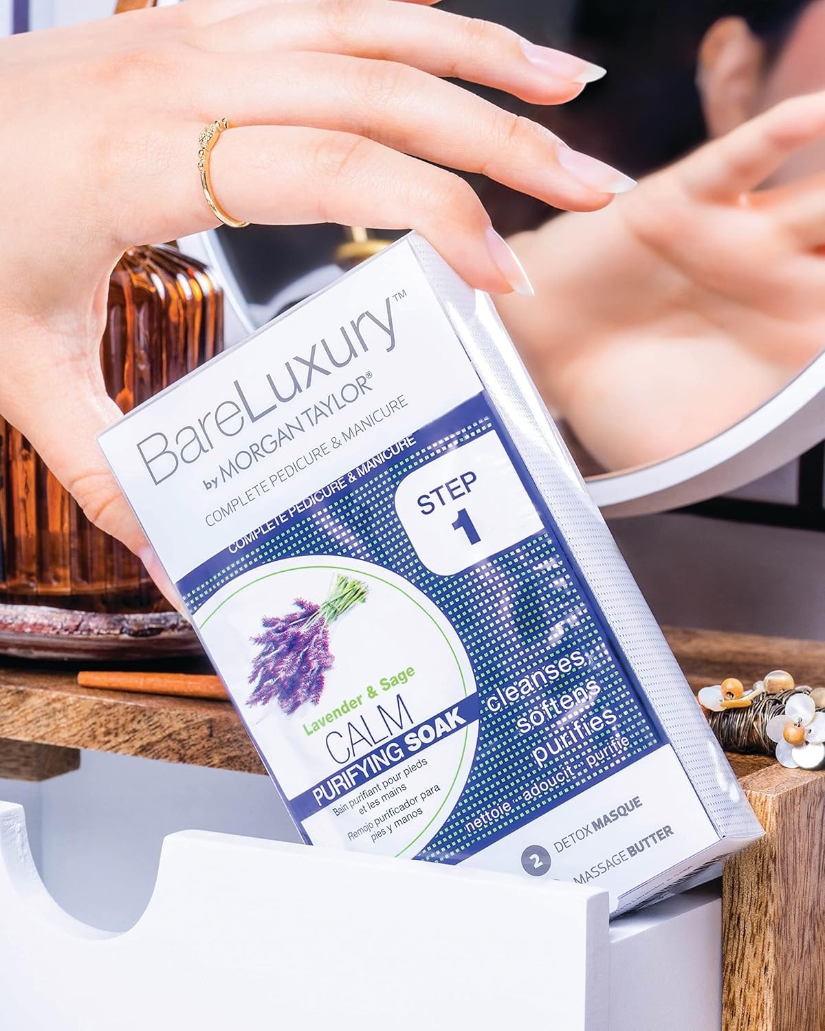 2 Pack Morgan Taylor BareLuxury 4-Step Pedicure Manicure Kit Lavender Sage Calm