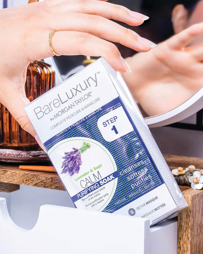 2 Pack Morgan Taylor BareLuxury 4-Step Pedicure Manicure Kit Lavender Sage Calm