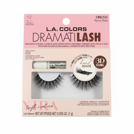 L.A. Colors Dramatilash Fierce Flare Black False Eyelashes 1 Pair with Adhesive