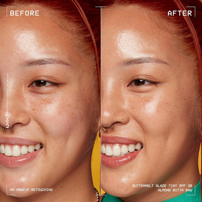 NYX PROFESSIONAL MAKEUP Buttermelt Glaze Soft Glow Skin Tint SPF 30 Up To 12HR Wear 04 Almond Butta