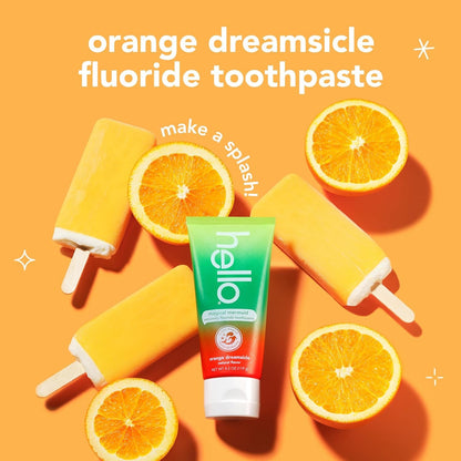 Hello Magical Mermaid Kids Toothpaste With Fluoride, Orange, 4.2 OZ