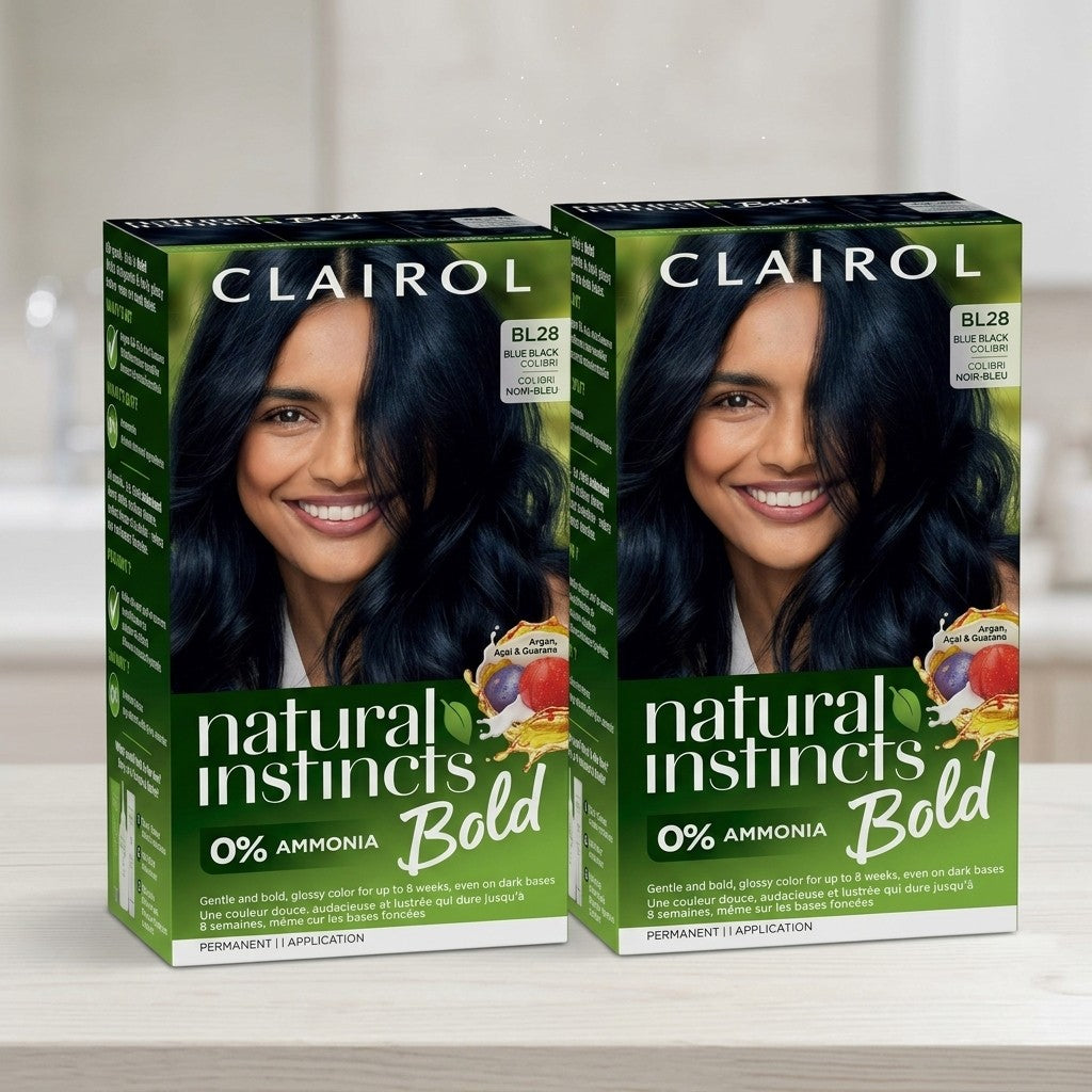 2pk Clairol Natural Instincts Bold Permanent Hair Color BL28 Blue Black Colibri