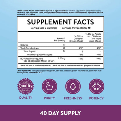 Digestive Advantage Daily Probiotics For Women And Men, Gut Health, 80 Gummies