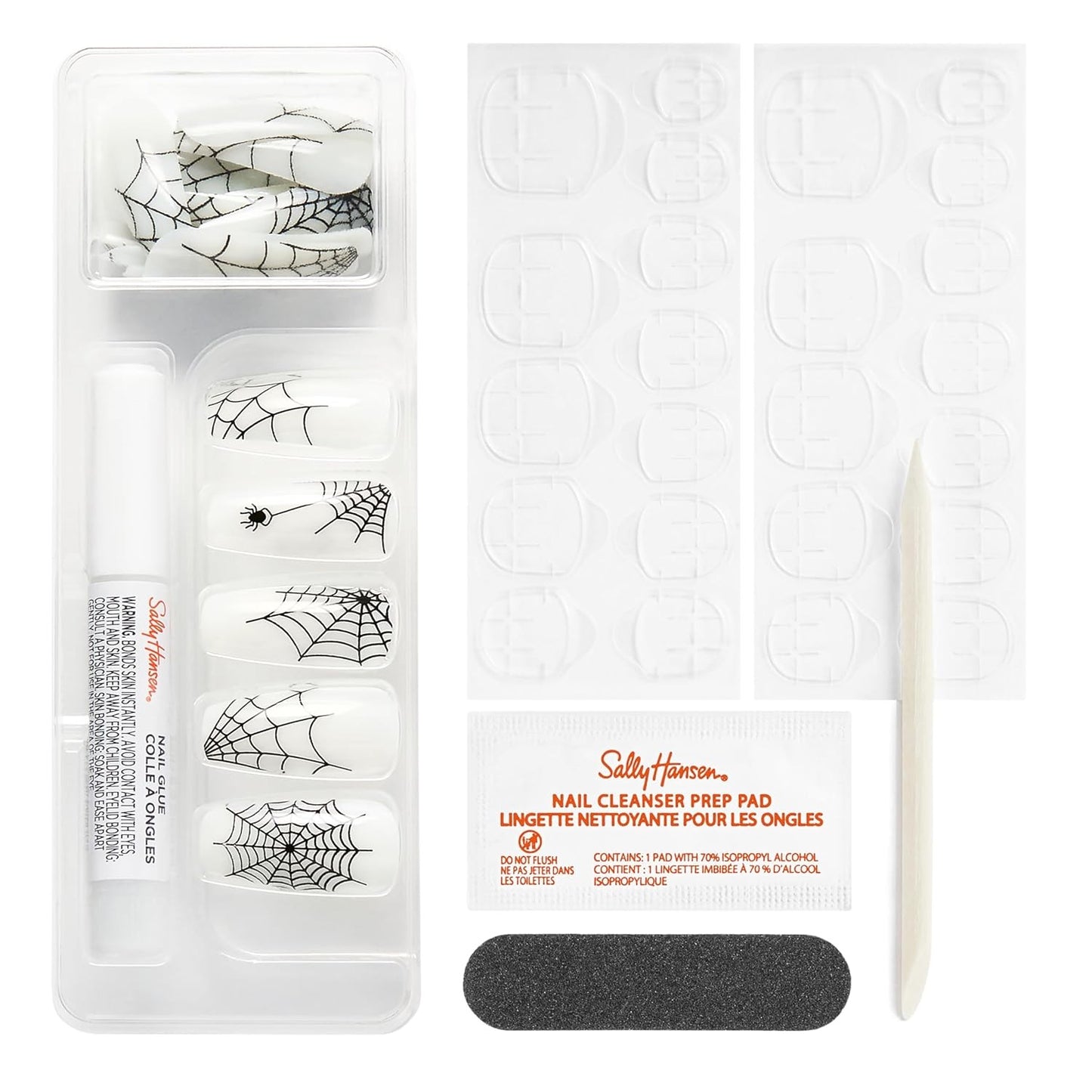 Sally Hansen Salon Effects® Perfect Manicure, Spyder-Light, Press On Nails, Non-Damaging Adhesive Tabs, File, and Alcohol Pad Included