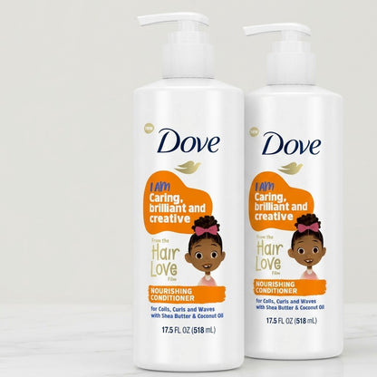 2 Pack Dove Kids Care Hair Love Nourishing Conditioner Coils Curls Waves 17.5oz
