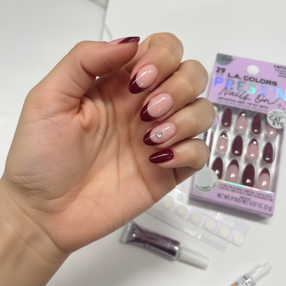 LA Colors Press On Nails Cat Eye Elegance Medium Almond CNT182 Glue & Tabs 29pc