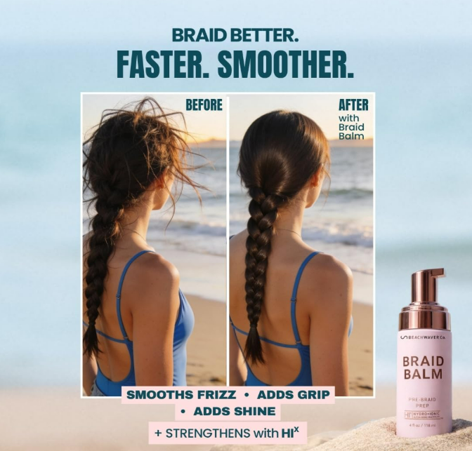 The Beachwaver Co. Braid Balm Pre-Braid Prep - Full Size (4 Fl Oz)  Frizz-Taming