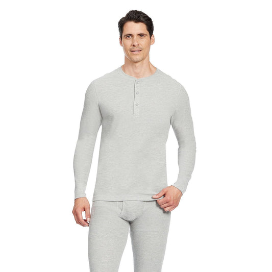 Eddie Bauer Men's Waffle Henley Midweight Heather Gray Large