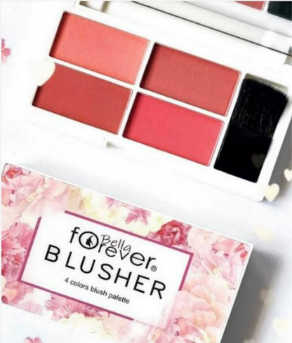 Bella Forever Blusher 4 Color Blush Palette 7.2g Matte High Pigment Face Makeup