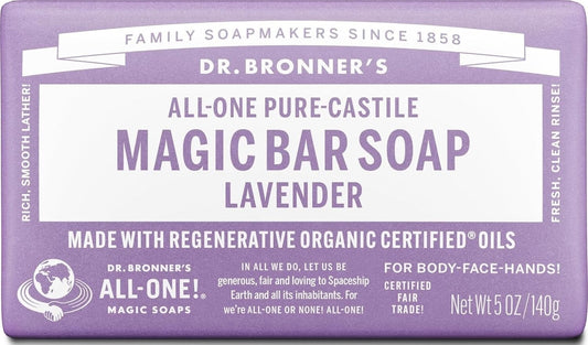 Dr.Bronner's Magic Bar Soap, Lavender, Pure-Castile Soap, 5 oz