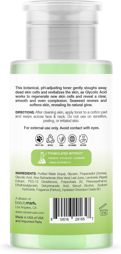 Exfoliating Face Toner with Seaweed & Glycolic Acid – 8 fl oz