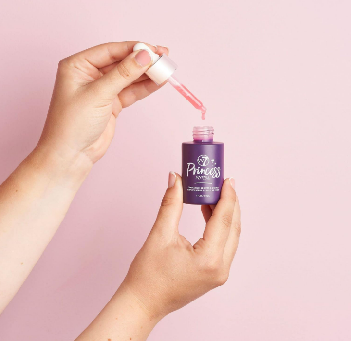 W7 Princess Potion Face Primer Drops Purple Makeup Base Priming Formula For Flawless Bright Skin Vegan Makeup, 30 ml.