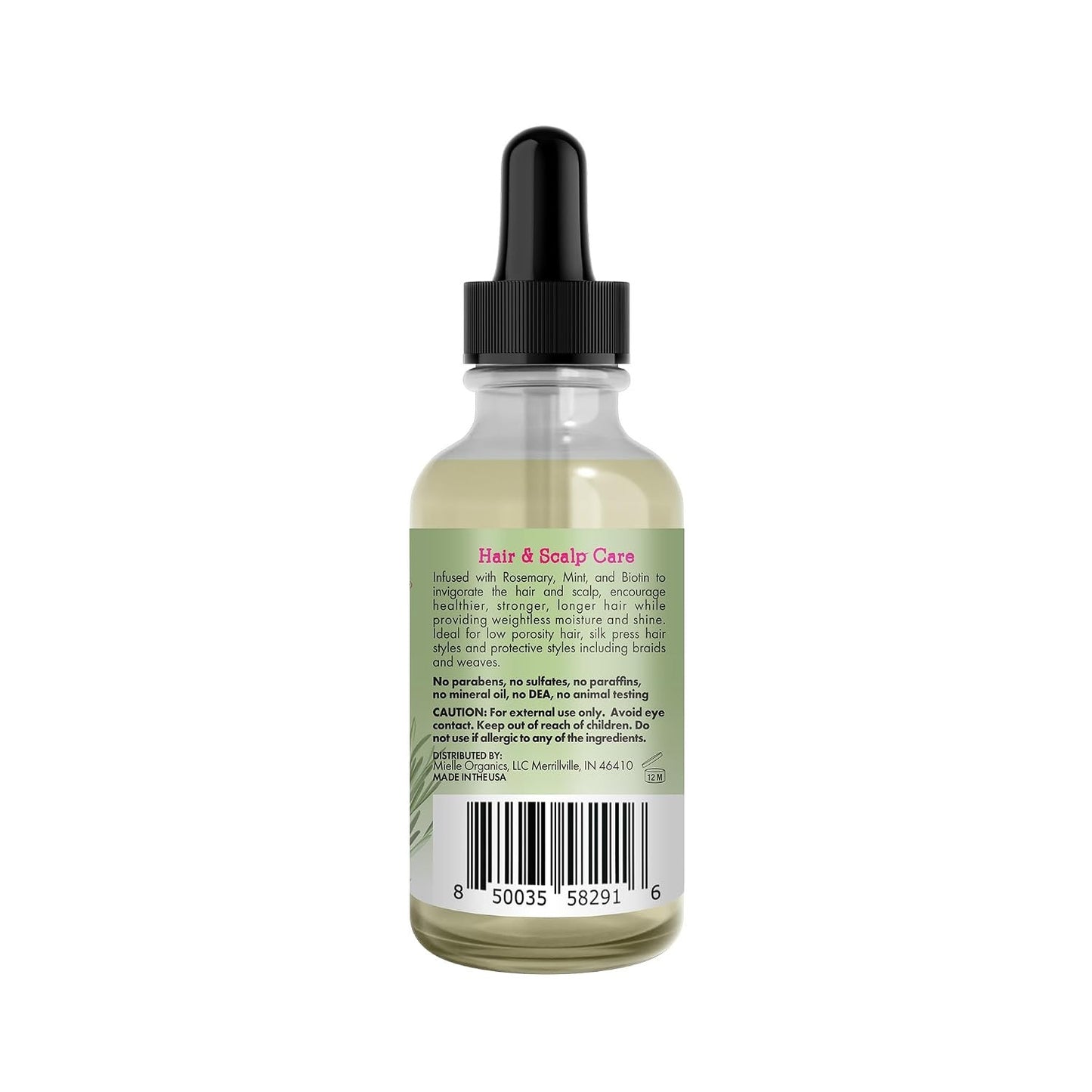Mielle Organics Rosemary & Mint Light Hair Oil, Split Ends & Dry Scalp Treatment 2 Fl oz