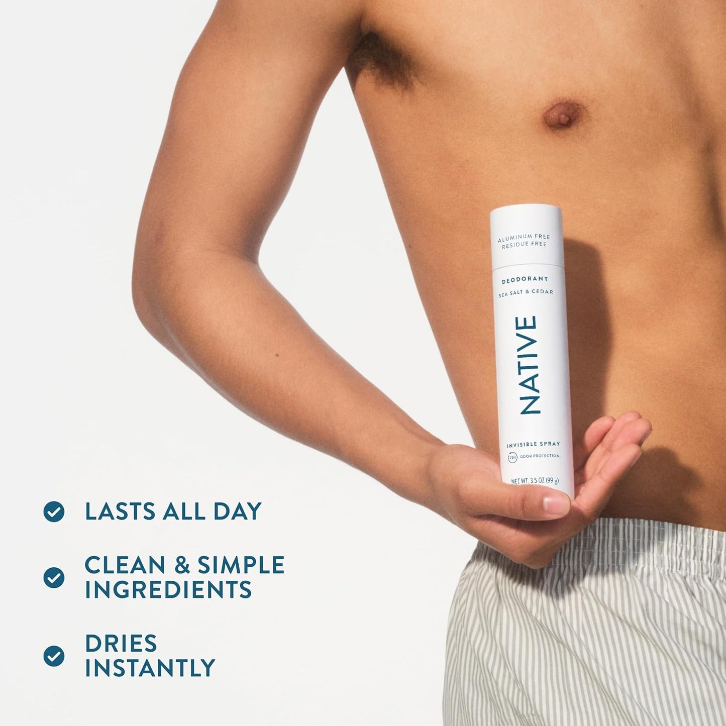 Native Deodorant & Body Spray, Sea Salt & Cedar, Quick Drying, 3.5 oz