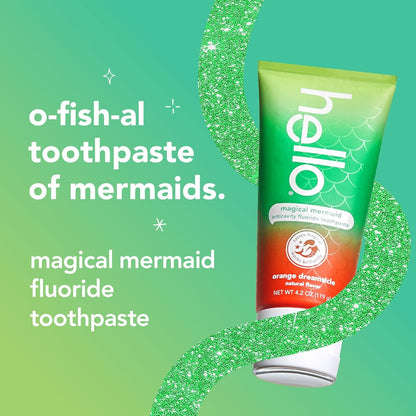 Hello Magical Mermaid Kids Toothpaste With Fluoride, Orange, 4.2 OZ