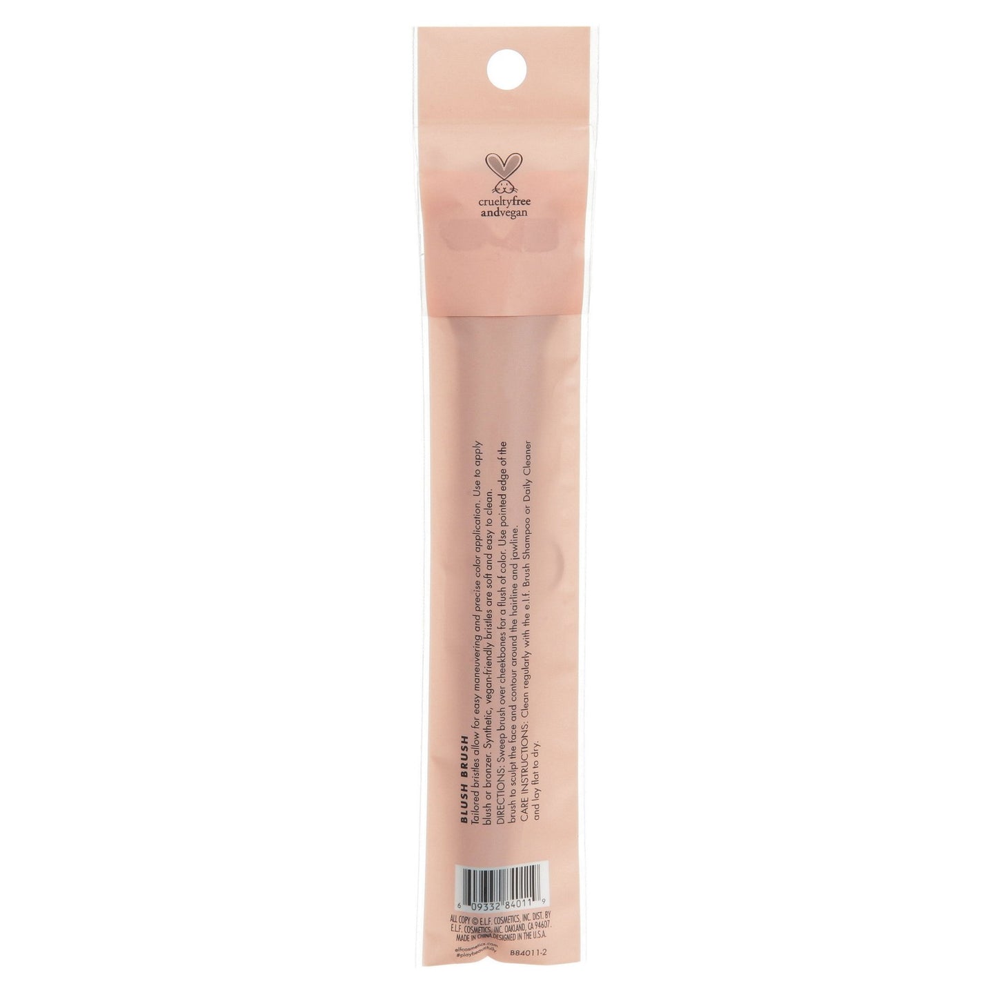 e l f Blush Brush Soft Synthetic Tailored Design Blends Applies. 1 each