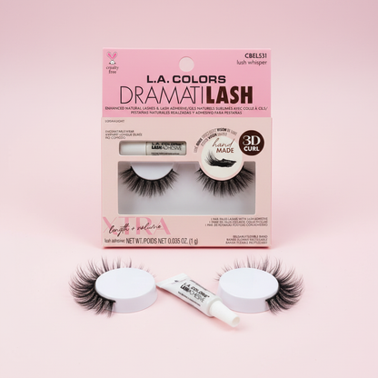 LA Colors Dramatilash Lush Whisper Black False Eyelashes Glue Included CBEL531