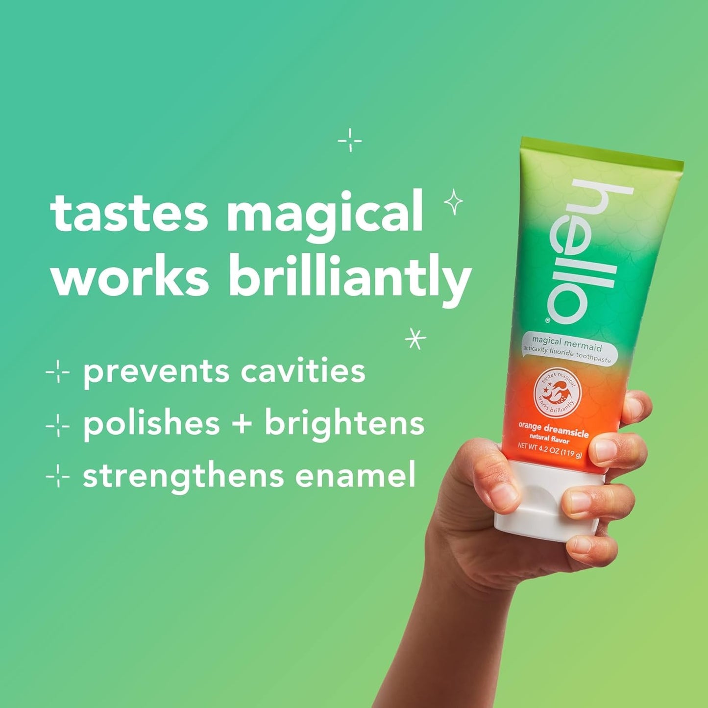 Hello Magical Mermaid Kids Toothpaste With Fluoride, Orange, 4.2 OZ