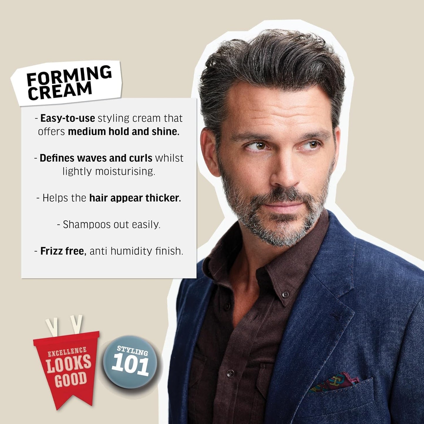 AMERICAN CREW Men's Hair Forming Cream, Like Hair Gel with Medium Hold & Medium