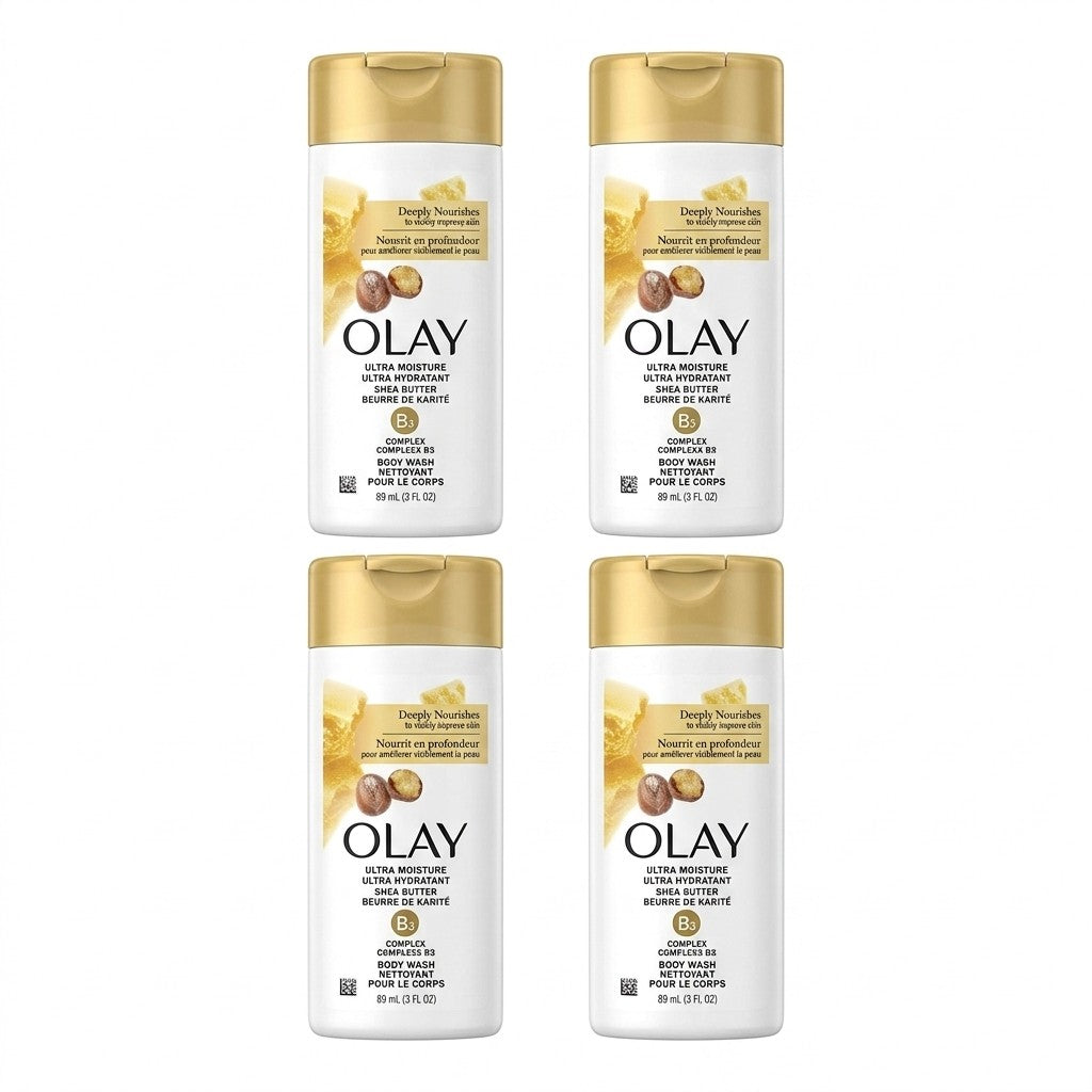 4 Pack Olay Ultra Moisture Body Wash Travel Size 3 oz Shea Butter B3 Complex